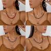 Vintage Style Crushed Stone Plated Locking Necklace And Earrings Set For Female Fashion Enthusiasts