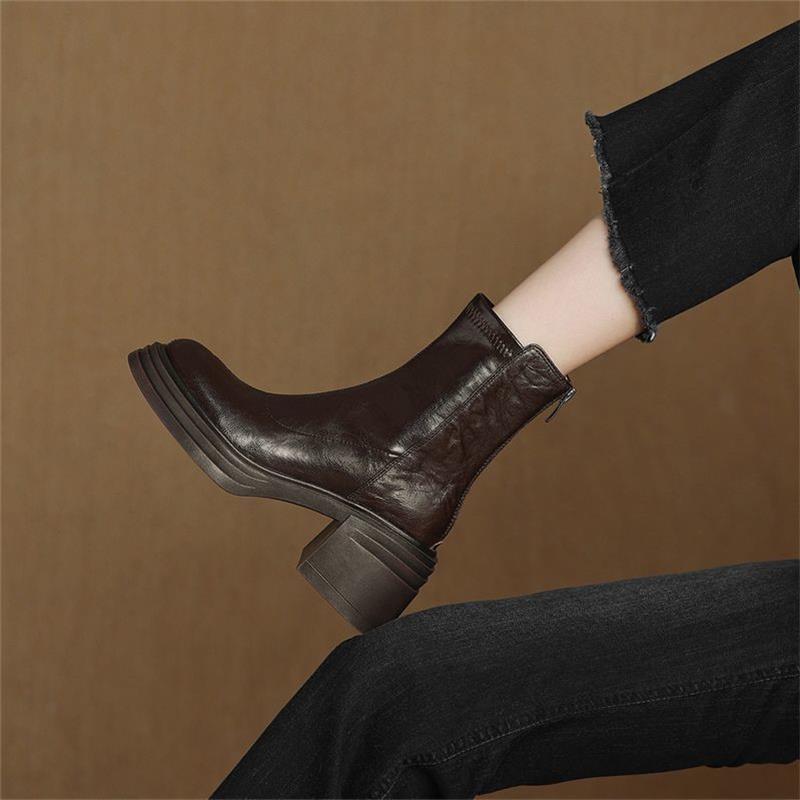 

Versatile Short Boots for Women, Padded, High-heeled, Thick-soled, Height-increasing Shoes 40 коричневий