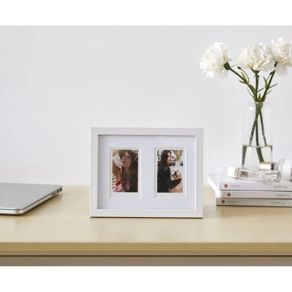 Instax Photo Frame 2-Window Display Frame 2 Instax Photos Horizontal Vertical Tabletop Wall Hanging Home Office Decor Gift Idea