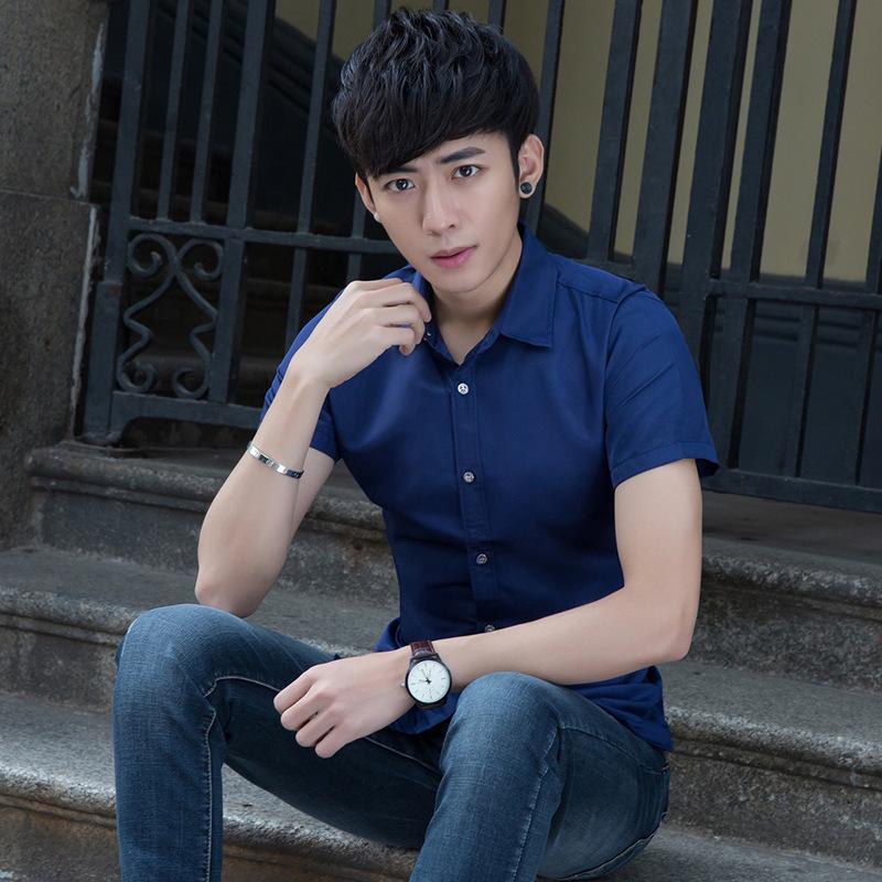 Men's White Non-Iron Slim-Fit Short-Sleeve Shirt for Business or Casual Wear