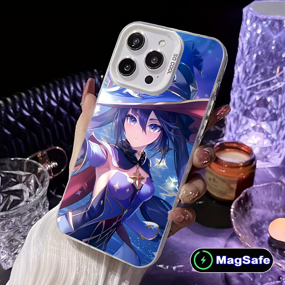 Game GI Mona White Translucent MagSafe Mobile Phone Case for iPhone 17 16 15 14 13 12 11 X XR XS 8 7 Air Pro Max Plus Cover