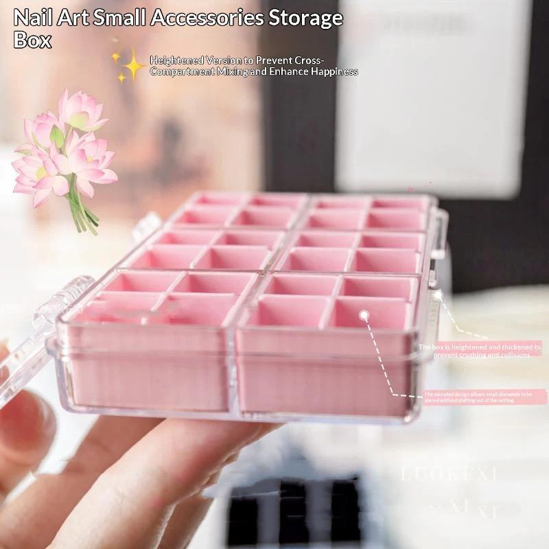 24Grids Nail Decoration Accessories Storage Box Transparent Jewelry Earrings Display Box Storage Container