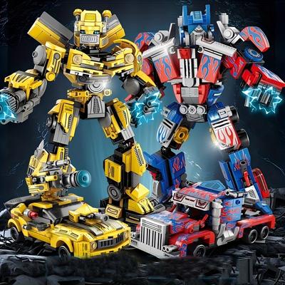 2in 1 Mecha Robot Car Building Blocks Toys, Moving Joints, Pushing Moving Wheels,  Children Bricks Toy Boy Gift