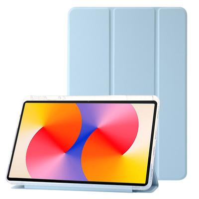 Étui de luxe transparent en cuir à rabat pour tablette Huawei MatePad SE 11 2024, avec porte-stylo et support, coque arrière transparente antichoc