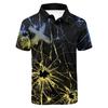 Unique broken glass print short-sleeve polo shirt, trendy casual wear for everyday occasions.