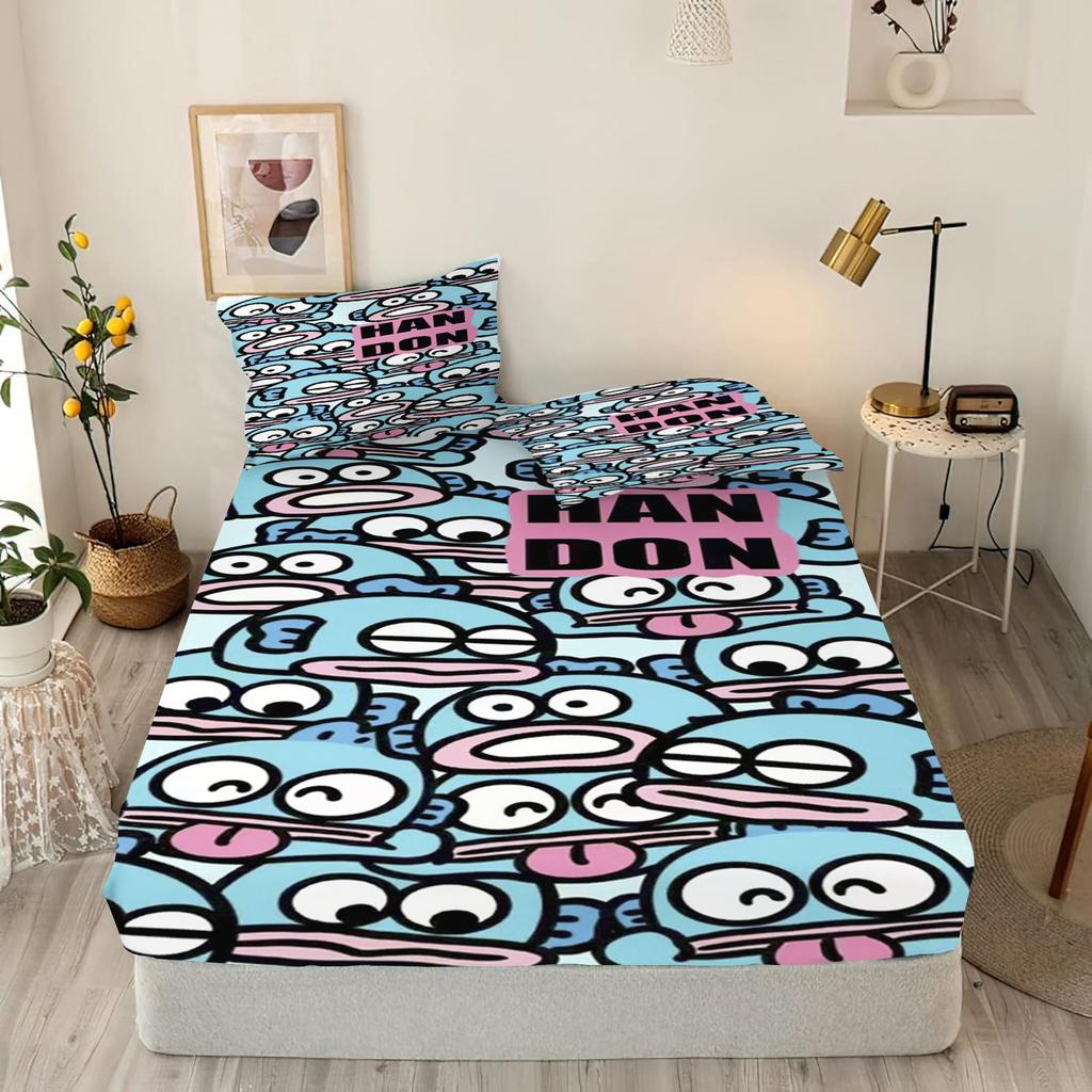 Cartoon Fitted Sheets King Size Hangyodon Bedding Set Quilt Cover Children'S Printed Polyester Covers