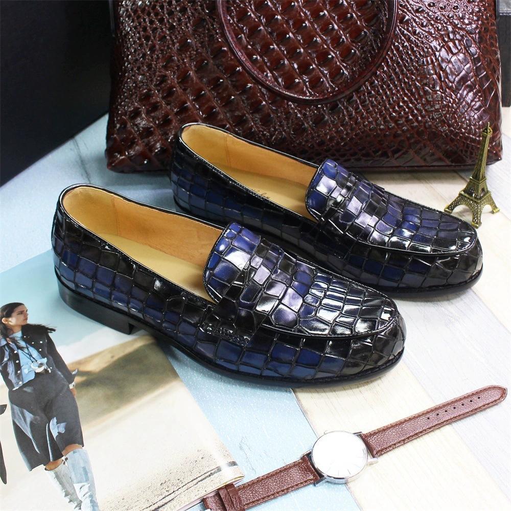 Móda Luxusní Lakovaná Kůže Pánské Mokasíny Nazouvací Modré Černé Boty Svatba Večírek Formální Boty pro Muže