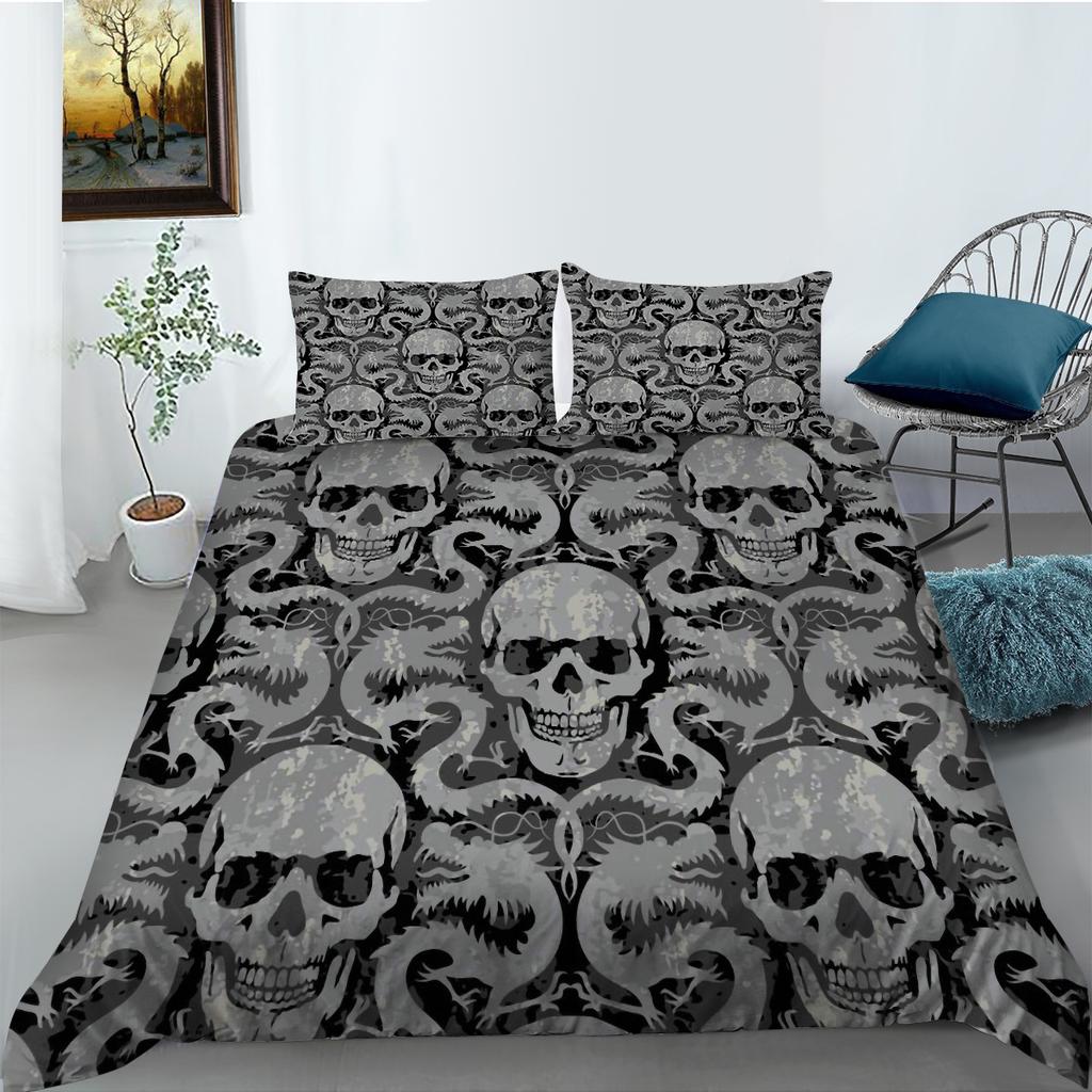 Home Bedding Set Skull Quilt Cover and Pillow Cover Bedding Set AU/EU/US Full Size Home Decoration