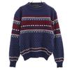 ALVIN JOSEF 80s Vintage Fair Isle Pattern Long Sleeve Sweater M Navy Knit Women Used