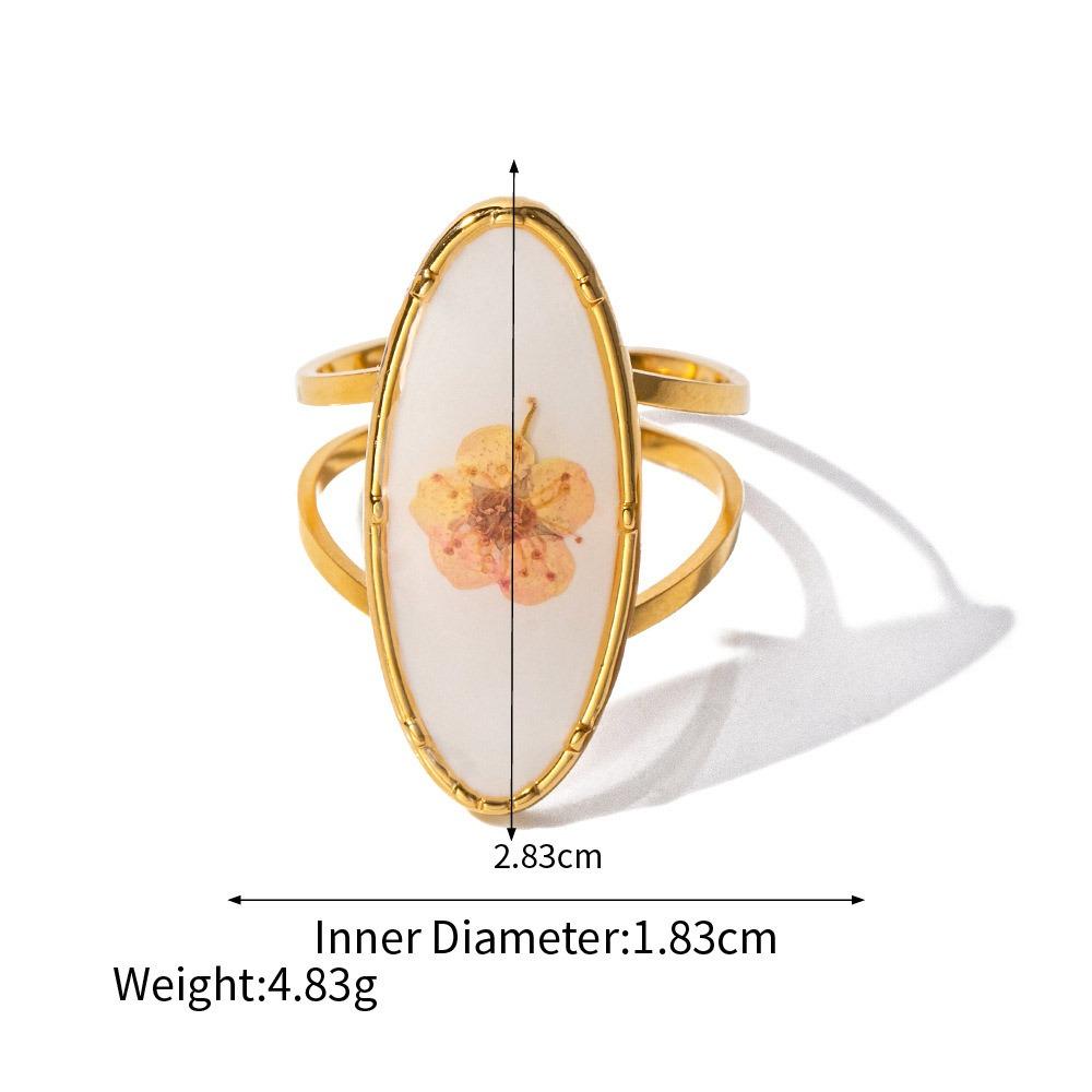 Geometric Summer Transparent Ring Stainless Steel Open Ring Retro Eternal Flower Ring  Couple