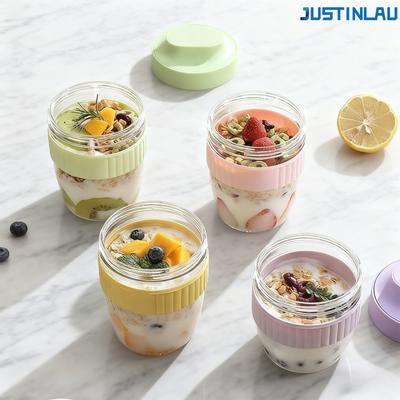 Portable Breakfast Fruit Oat Yogurt Salad Cup With Lid Spoon Food Storage Cup Fitness Weight Reducing Picnic Lunch Box Milk Cup