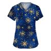 Women's Fashion V-neck Short Sleeve Workwear With Pockets Christmas Printed Tops