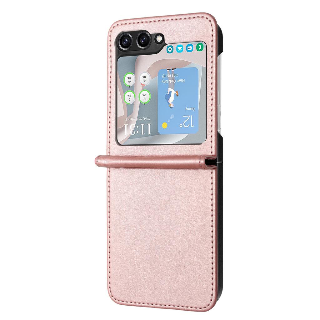 Applicable To Samsung Z Flip6 Mobile Phone Case Z Flip5 Simple Solid Color Calf Pattern Folding Protective Case Zflip4