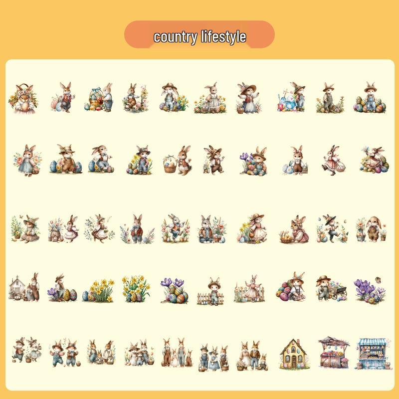 Mu Ran Rabbit Cartoon Sticker Pack - Cute Easter Eggshell & Festival Journal Decorations