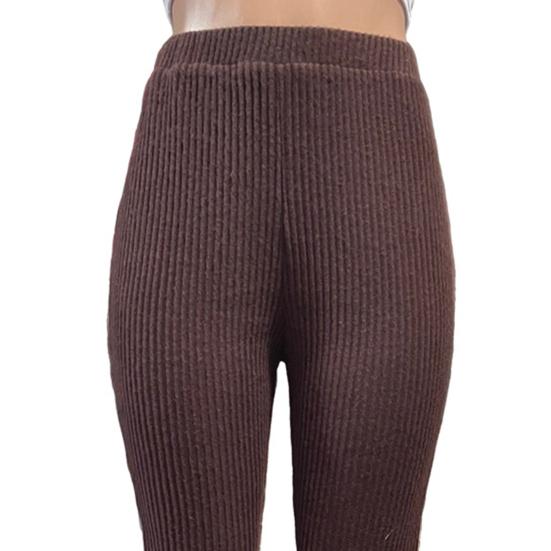 Damskie Spodnie Wysoki Stan Codzienne Dopasowane Jednolity Kolor Żebrowane Dopasowanie Wiosna Jesień Sportowe