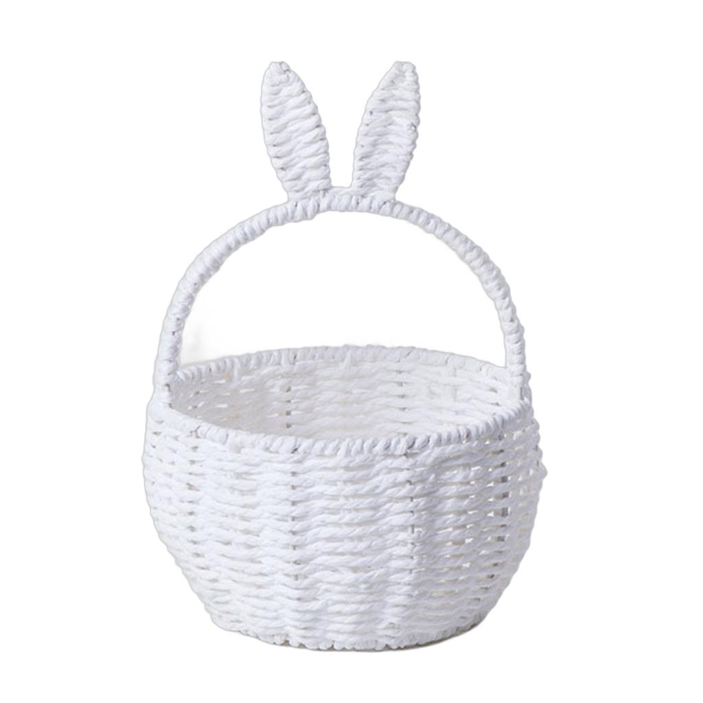 Bunnys Ears Paper Rope Woven Storage Basket Elegant Flower Basket Handwoven Snacks Holder Home Organization Solution