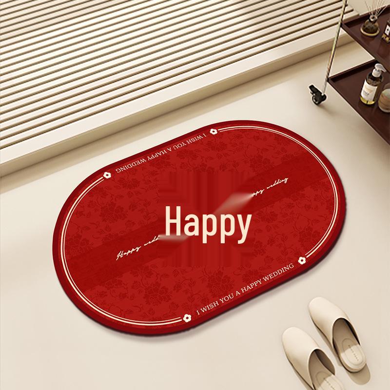 Red Festive Wedding Carpet: Water-Absorbent, Anti-Slip Floor Mat for Bathroom or Entrance 40*60cm