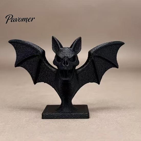 Indoor Party Ornament 3D Printed Bat Figurine, Gothic Black Sculpture, Spooky Dark Aesthetic Home Furnishings Tabletop for Halloween Shelf Desk