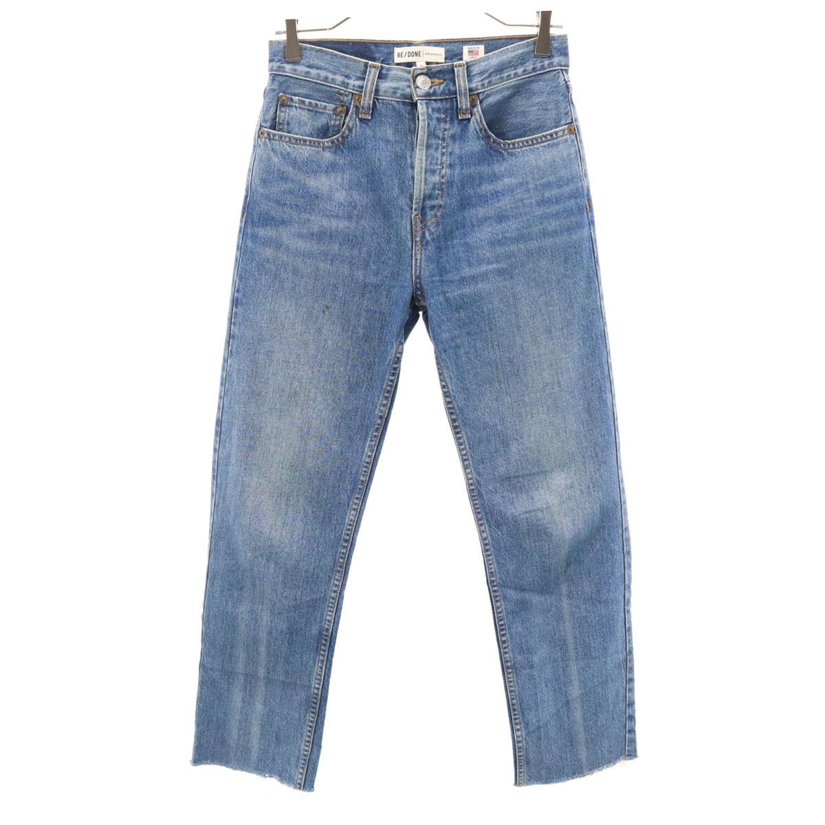 

RE/DONE Made in USA Cut-off processing Denim pants W25 Wash blue jeans Women Used