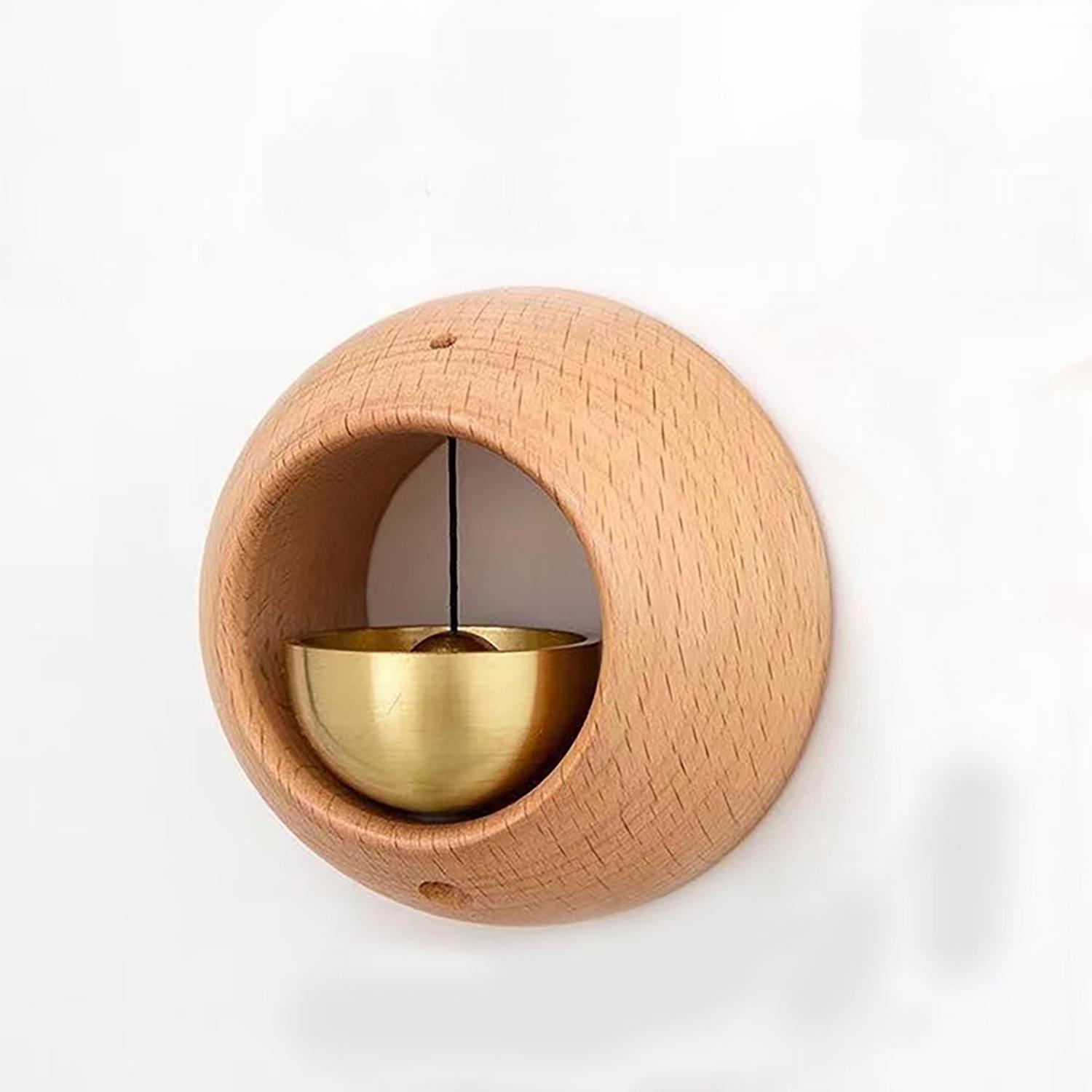 

1pc Brass Doorbell Reminder Magnetic Wooden Wind Chimes Self-adhesive Shopkeepers Bell for Door Home Decorations