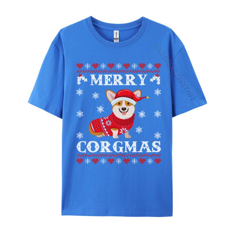 Corgi Dog Merry Corgmas Santa Corgi Ugly Christmas Sweater Cotton T-Shirt Leisure Tees Tops Clothes Camisas