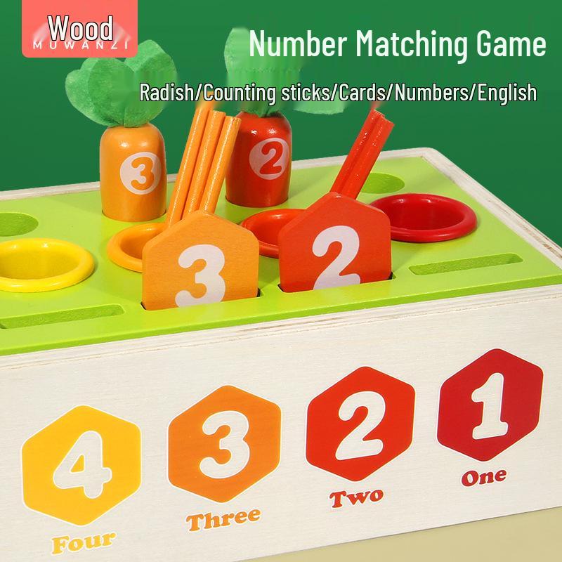 Holz-Karotten-Zählstäbchen: Montessori Lernspielzeug für 1- bis 6-Jährige