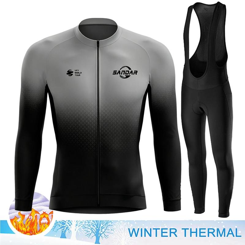 Winter Fleece Thermal Cycling Jersey Men MTB Road Bike Clothing Long Sleeve Set Ciclismo Outdoor Men Warm Cothes Pants