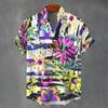 3D digital printing image of linen short sleeved shirt, designed for men's party atmosphere, casual style, retro men's shirt