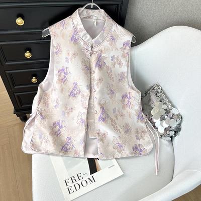 Vest Early Spring Women's High-end Temperament Luxury Stand-up Collar Jacquard Buckle