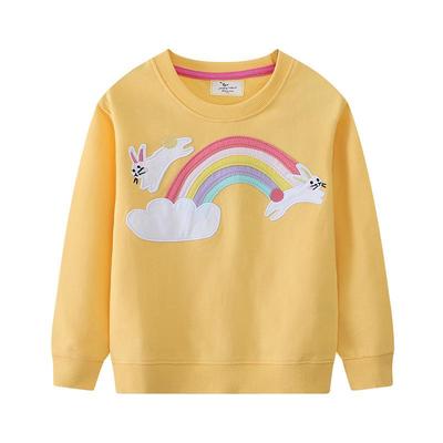 2025 European Style Girls' Knitted Cotton Hoodie - Long Sleeve, Round Neck, Spring/Autumn Design
