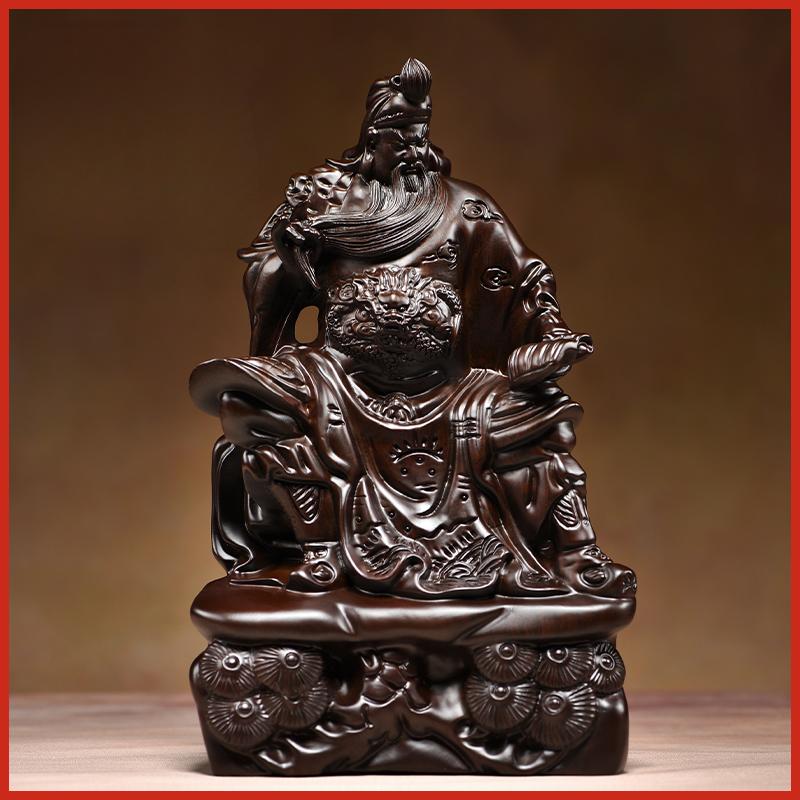 Classical Wood Carvings, Guan Gong Decorations, Living Room, Martial Arts and Wealth Gods, Offering Mahogany Handicrafts