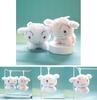 Cute Dog Plush Toy Keychain Bag Charm Pendant White/pink 12cm Height