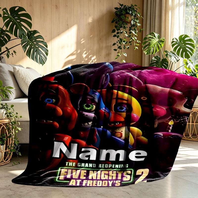 Custom Name Personalized Five Nights at Freddy's Print Blanket, Home Decor, Bedroom, Sofa, Camping, Couch, Gifts for Birthday Christmas