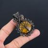 Tiger's Eye 999 Copper Wire Wrapped Pendant, Handmade Gemstone Pendant, Gift For Mom Antique Jewelry