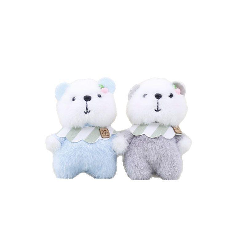 Cute Bear Bib Pendant Plush Toy Cartoon Bag Purple Key Chain Holiday Girl Gift