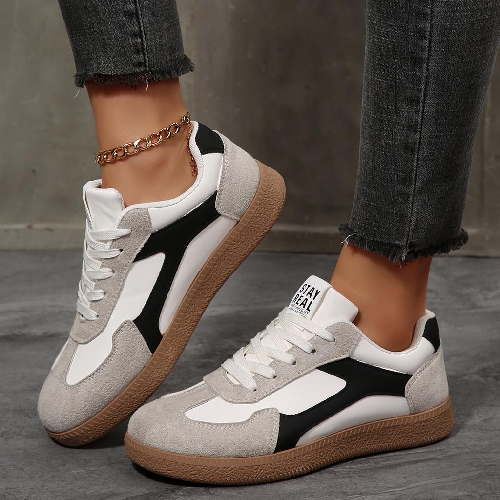 Women Sneakers Fashion Casual Flats Vulcanize Shoes Fashion Round Toe Lace Up Comfortable Flat Shoes for Women Zapatos De Mujer