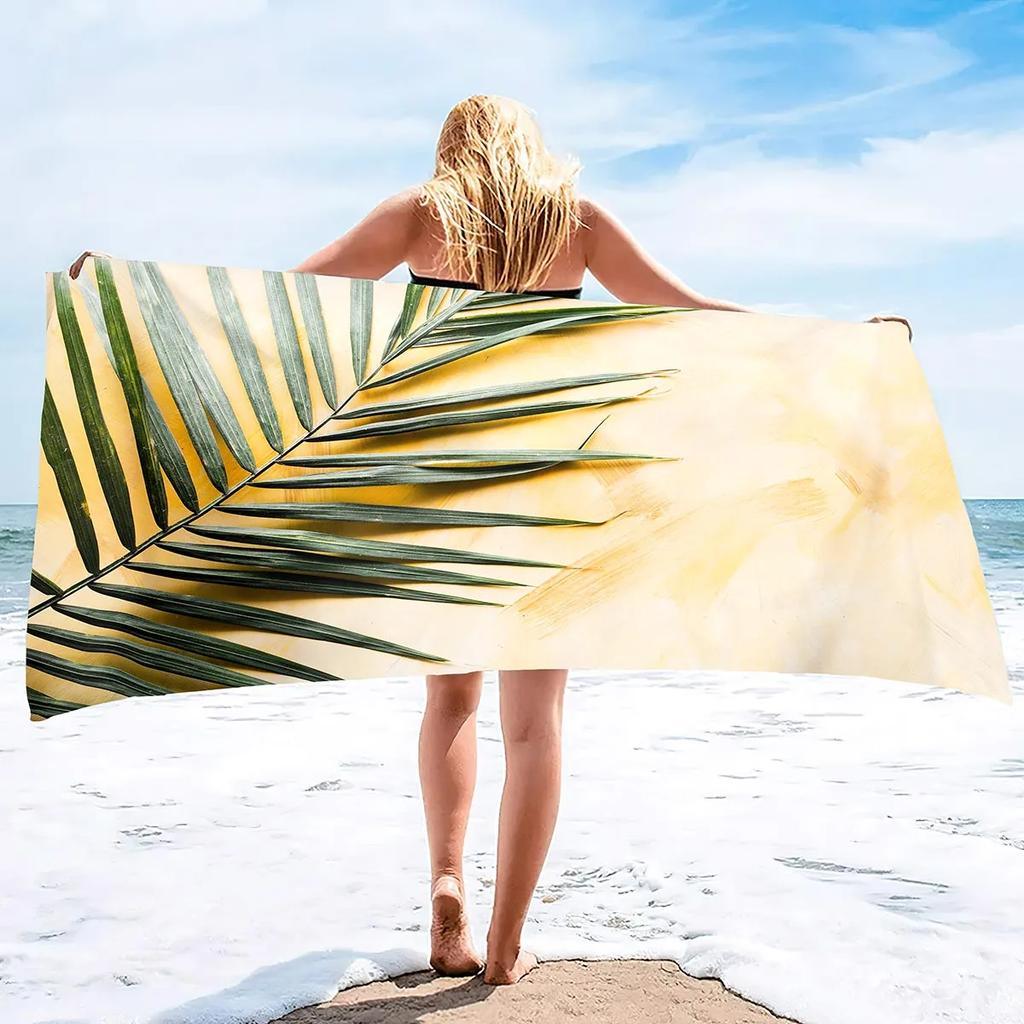 Beach Towel Palm Leaves Pattern Oversized Microfiber Tropical ,Thin Lightweight Pool Swim Tree Bath Shower