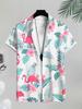 Flamingo Men'S Casual Short Sleeve Shirt