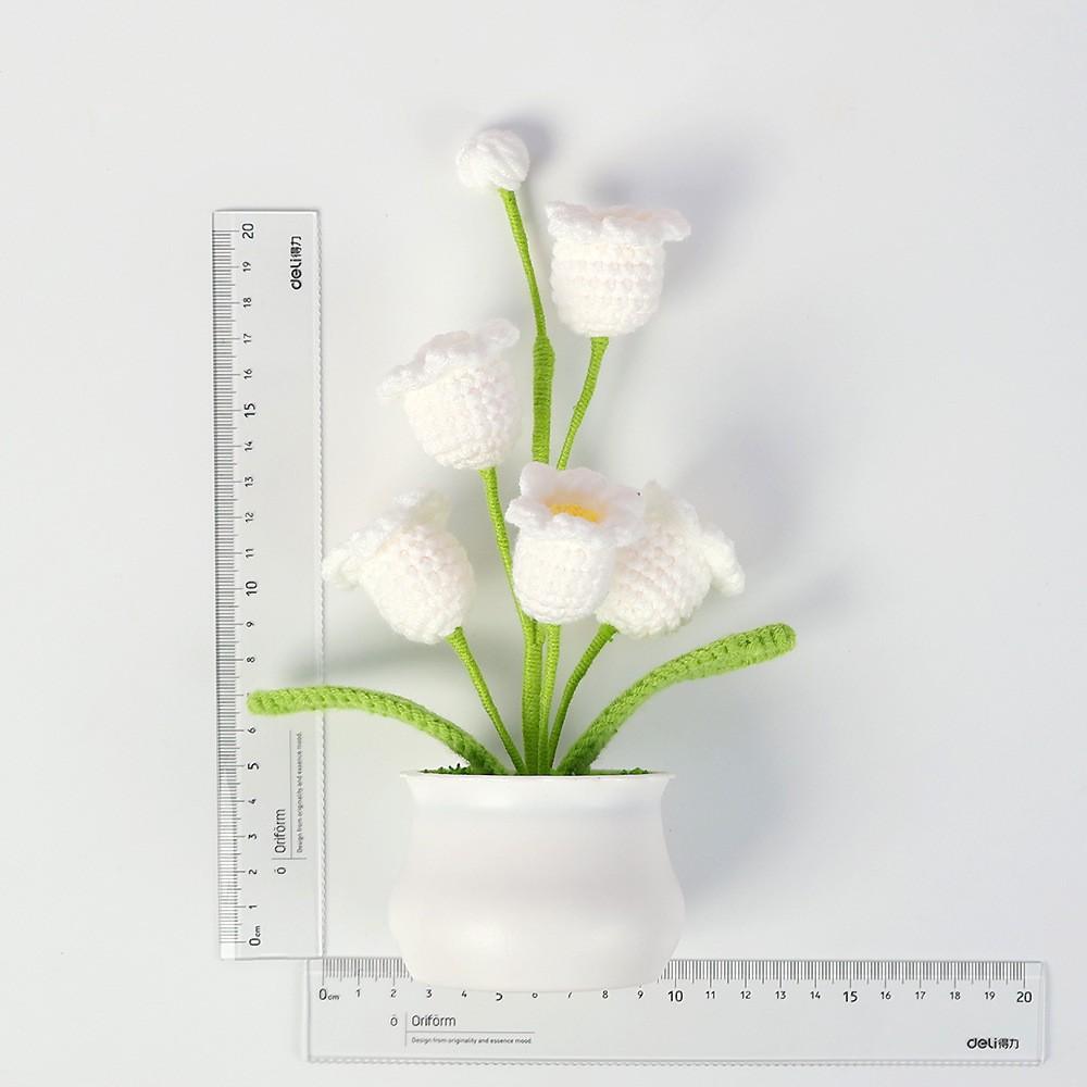 Hand-Knitted Wool Fake Flowers Set: Sunflower, Carnation, Tulip - Desktop Decor, Teacher/Student Gift, Everlasting Bouquet