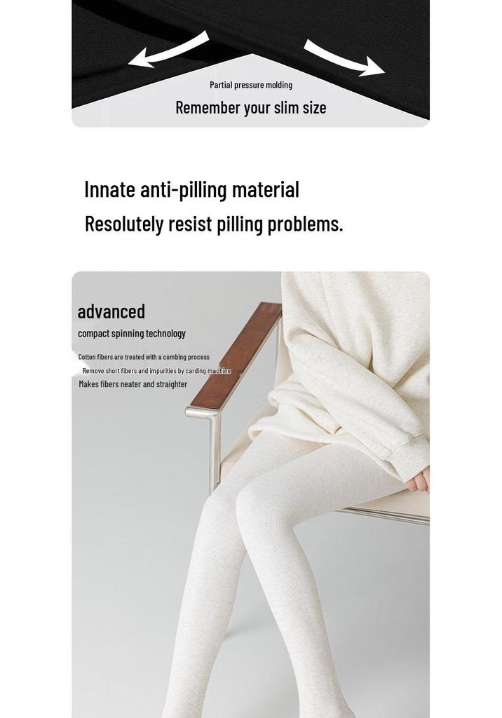 Women's Black Pressure Socks with Fleece: Thick, Micro-Pressure, Non-Slip Footed Pantyhose for Spring, Autumn, Winter