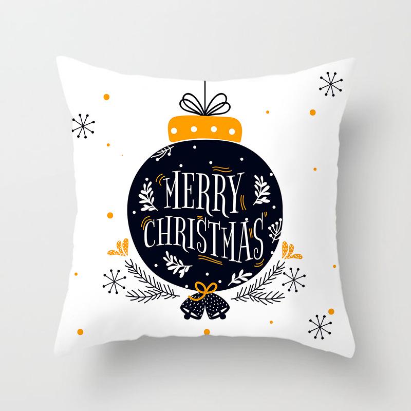 Happy New Year Christmas Elk Snowflake Printing Cushion Cover for Home Living Room Sofa Decoration Square Pillow Cover