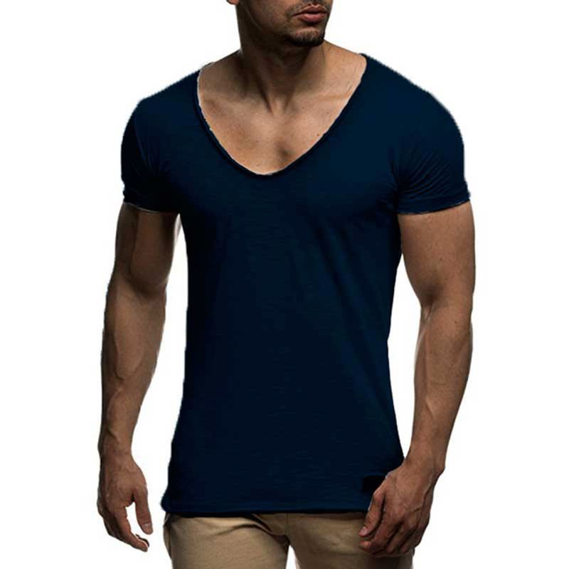 

Solid Color Sweetheart Neck Short Sleeves Pure Color Silm Chicken Collar Short Sleeve ZT18 Navy 3XL