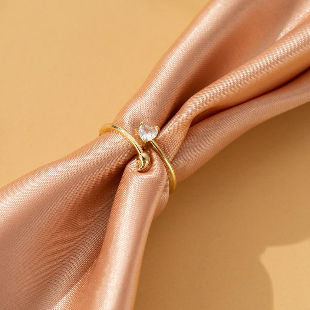 

Copper Contemporary Comma Necklace With Zirconia For Women Fashionable Accessory For Any Season Copper Heart Ring