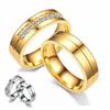 Stainless Steel Diamond Couple Rings - European, American & Korean Style Zircon Hand Jewelry