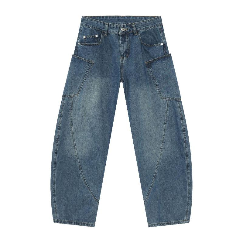 Vintage Gallery-shaped Machete Jeans Men's Loose Structure Design Sense Wide-leg Pants Straight Loose Jeans for Men Fashionable and Comfortable Pants