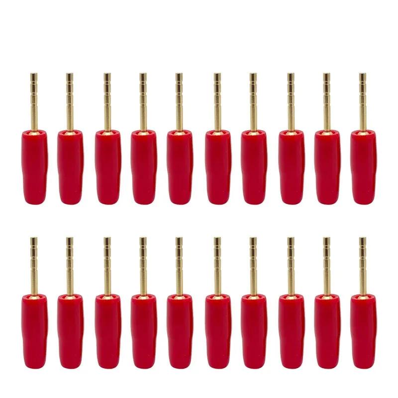 20PCS 2mm Gold Plated Screw Type Small Banana Plug Pin Audio Speaker Cable Connector Copper Straight Male Connector