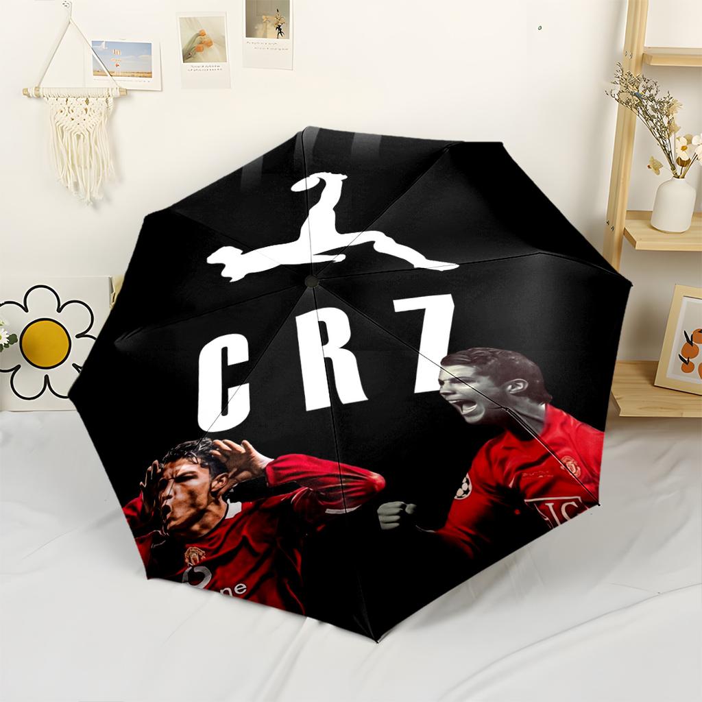 Crz Football Legends Compact Travel Automatic Umbrella Compact 8-Rib Design Sturdy Construction All-Season Travel Fashionable Accessory