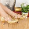 Elegant New Fashion Lady Latin Bling Sandals With Low Heel For Ballroom Dancing