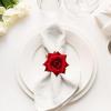 Red Flower Napkin Holders 12X Red Flower Napkin Holder Rings Dinner Tables Napkin Paper Buckle For Wedding Banquet Dining Table