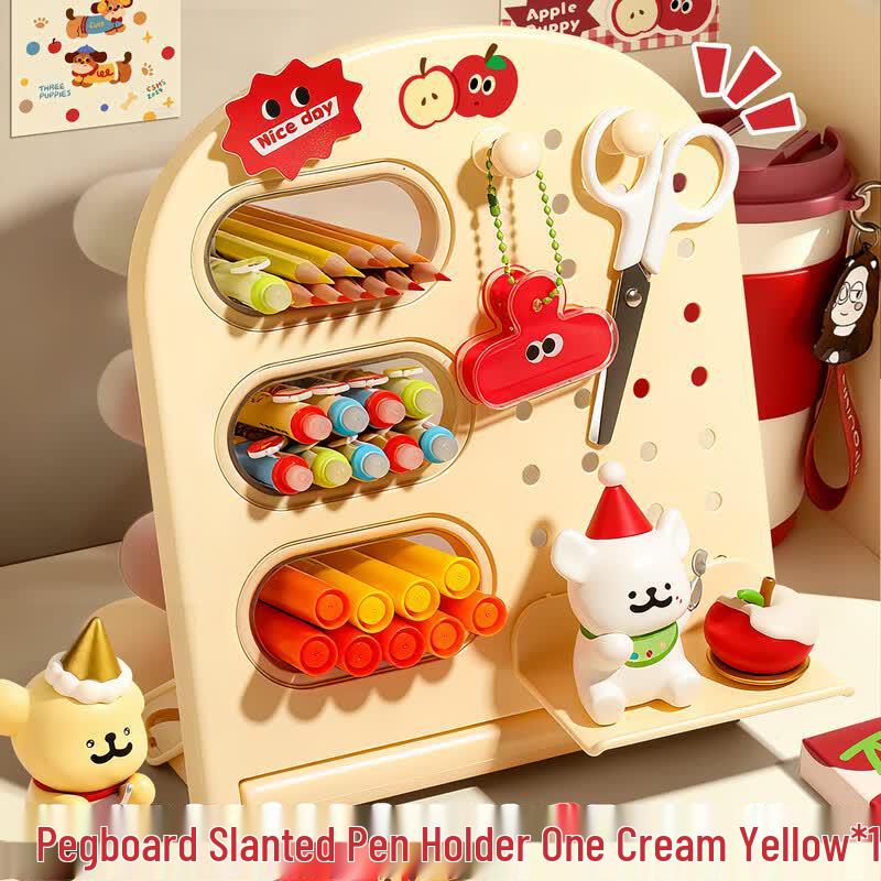 Desktop Pegboard Slanted Pen Holder Organizer